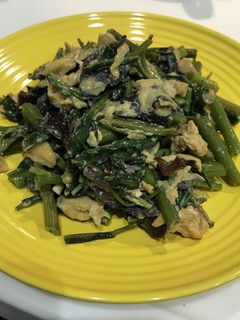 空芯菜とキクラゲの卵炒め(甘め)-レシピのメイン写真