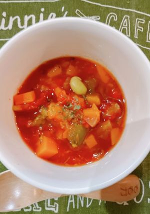 ☆完了期の野菜たっぷりトマトスープ☆-レシピのメイン写真