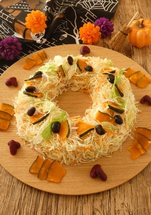 材料3つ★かぼちゃのハロウィンサラダ-レシピのメイン写真
