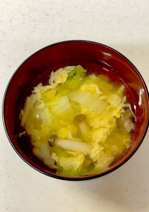 白菜 しめじ かきたま味噌汁^^-レシピのメイン写真