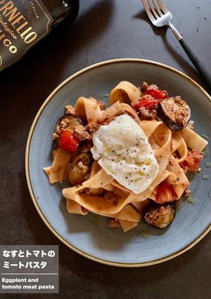 なすとトマトのミートパスタ-レシピのメイン写真