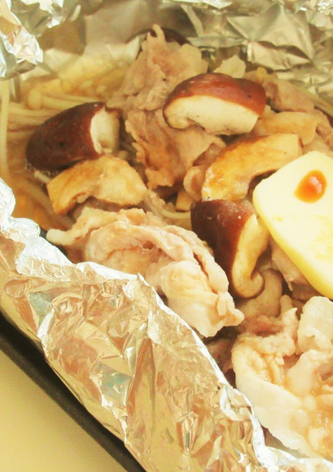〖 豚こま肉と椎茸とえのきのホイル焼き〗-レシピのメイン写真