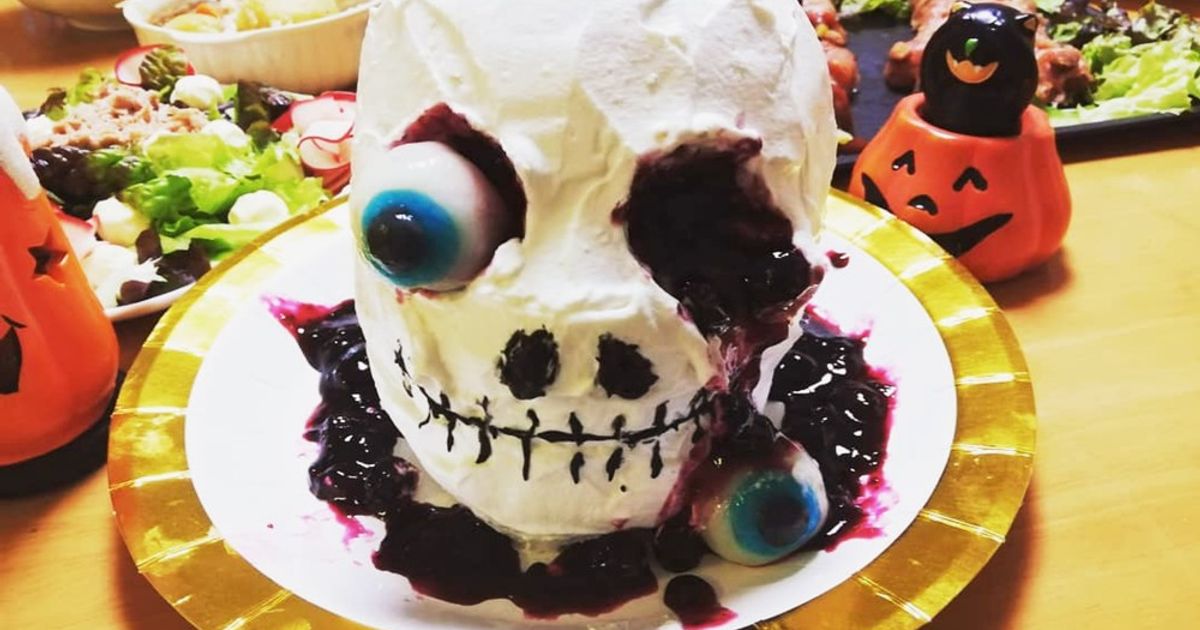 ハロウィン★仲良しドクロさんケーキ 🎃 トリックオアトリート👻😈🎂 ハロウィンパーティーにぴったりな