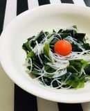 粉末パスタソースで春雨ワカメのタラコ和え