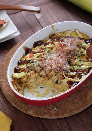 マコモタケのお好み焼き風オムレツ-レシピのメイン写真