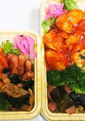 【夫婦弁当134】鶏チリとワカメンマ-レシピのメイン写真