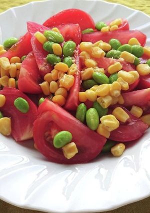 トマト枝豆コーンのめんつゆしょうがサラダ-レシピのメイン写真