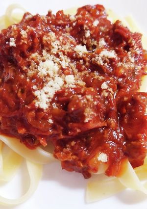 プルドビーフで簡単ラグーソースのパスタ-レシピのメイン写真
