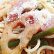 れんこんとソーセージのパスタ