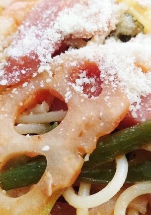 れんこんとソーセージのパスタ-レシピのメイン写真