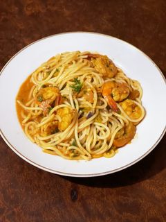 海老カレーをリメイクした絶品海老パスタ♪-レシピのメイン写真