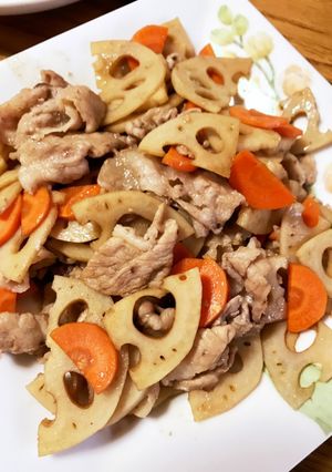 れんこんと豚肉の甘辛炒め煮-レシピのメイン写真
