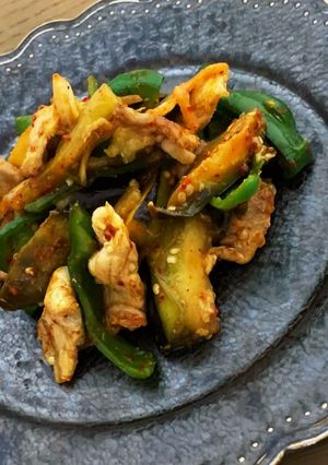 簡単!豚肉と茄子とピーマンのキムチ炒め-レシピのメイン写真