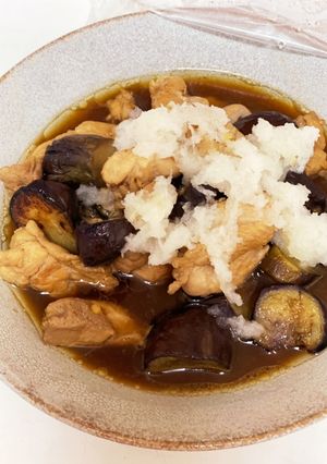 茄子と鶏もも肉の甘酢煮-レシピのメイン写真