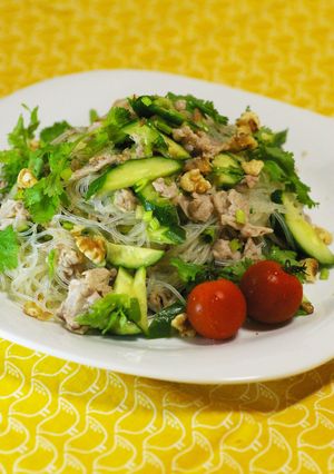 ビーフンきゅうり豚肉のパクチー夏サラダ-レシピのメイン写真