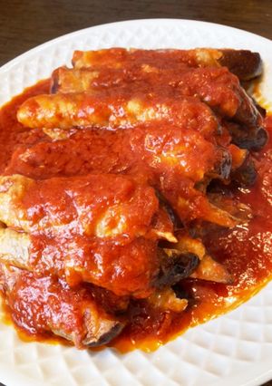 なすの豚バラ肉巻きトマトソース煮-レシピのメイン写真