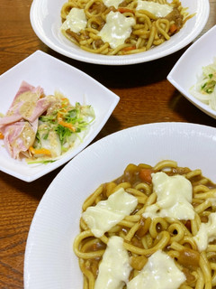 私流、カレーの残りで焼きカレーうどん-レシピのメイン写真