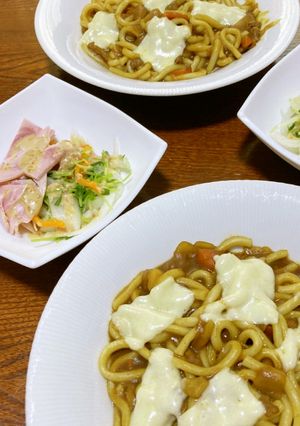 私流、カレーの残りで焼きカレーうどん-レシピのメイン写真