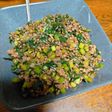 台湾風ひき肉とニンニクの芽炒め(蒼蠅頭)