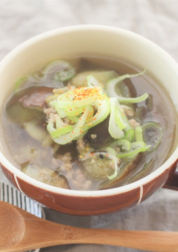 茄子と豚ひき肉の生姜スープ-レシピのメイン写真