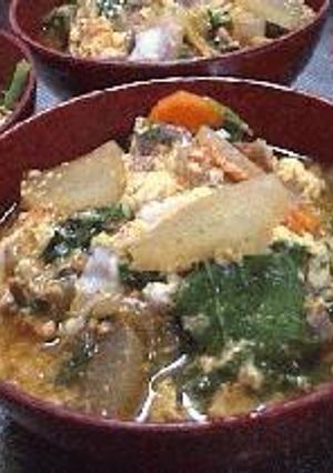モロヘイヤを食べよう！（キムチ汁）-レシピのメイン写真