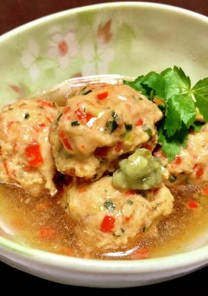 ふんわり♪野菜入り鶏ひき肉団子の餡掛け-レシピのメイン写真
