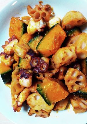 風邪予防☆タコと野菜の炒め物-レシピのメイン写真