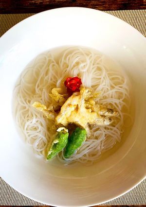 帆立貝柱汁ビーフン　ワカサギかき揚げ-レシピのメイン写真