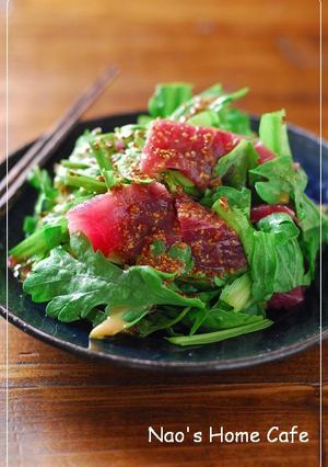 マグロと春菊のサラダ-レシピのメイン写真