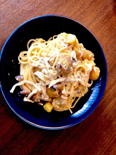 栗とキノコのクリームパスタ☆トリュフ風味-レシピのメイン写真