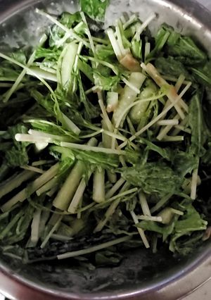 きゅうりと水菜のマヨハチミツ梅和え-レシピのメイン写真