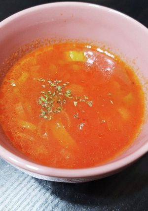 長ネギとハムのトマトスープ-レシピのメイン写真