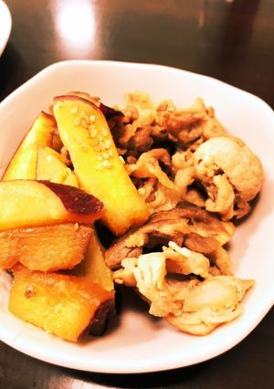 さつまいもと豚肉の甘辛炒め-レシピのメイン写真