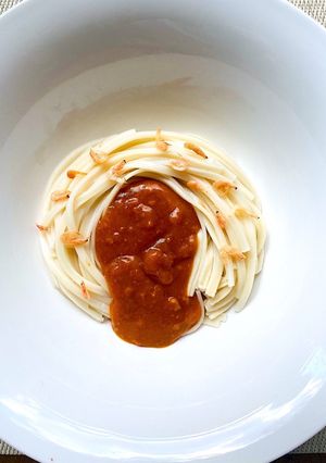 沖縄豚肉味噌麻辣まぜうどん-レシピのメイン写真
