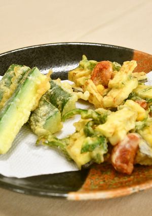 夏野菜の天ぷら（かき揚げ＆きゅうり）-レシピのメイン写真