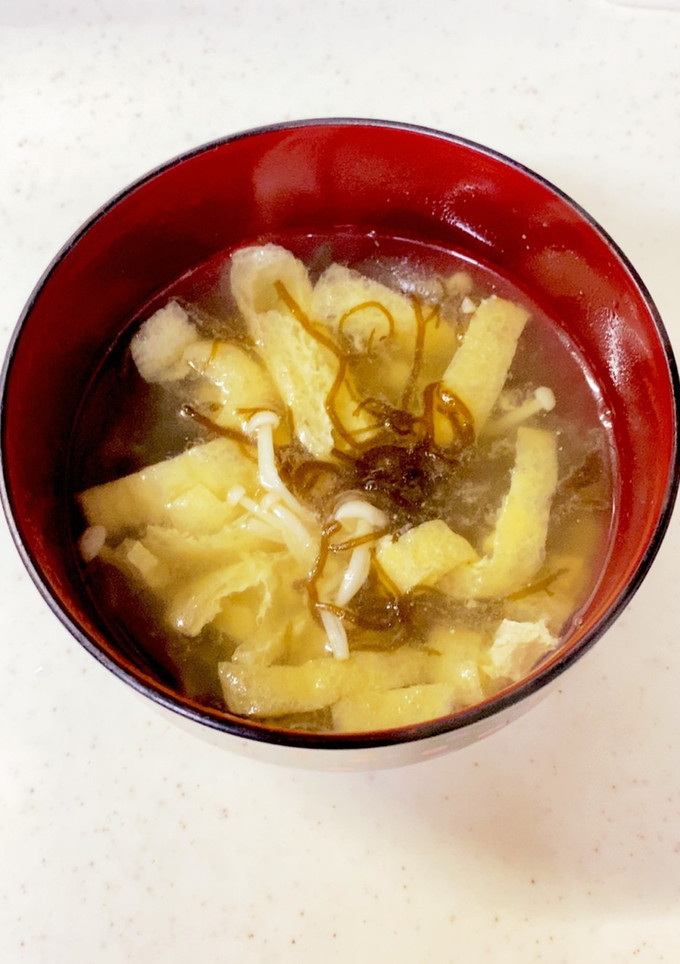 もずく えのき 油揚げの味噌汁^^-レシピのメイン写真