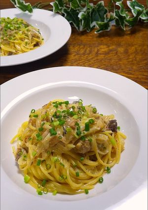 10分でできる！鯖味噌煮缶クリームパスタ-レシピのメイン写真
