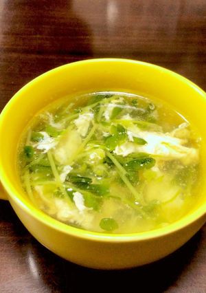豆苗と卵の簡単ヘルシースープ-レシピのメイン写真