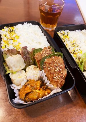 ピーマンの肉詰めと茄子照り焼きチーズ弁当-レシピのメイン写真