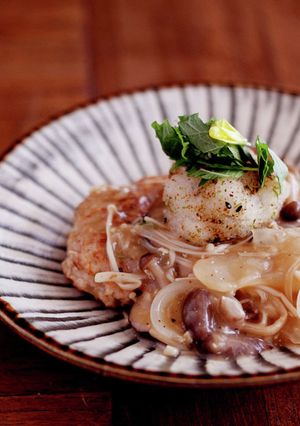 黒七味入り和風きのこあんかけハンバーグ-レシピのメイン写真