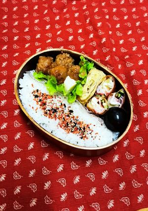 10/7 ミートボールと春巻き弁当-レシピのメイン写真