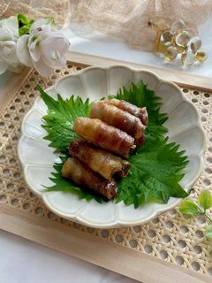 お弁当にも豚バラ肉のくるくるしそ巻き-レシピのメイン写真