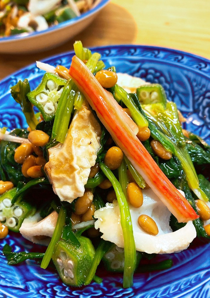 ほうれん草とオクラの納豆和え-レシピのメイン写真