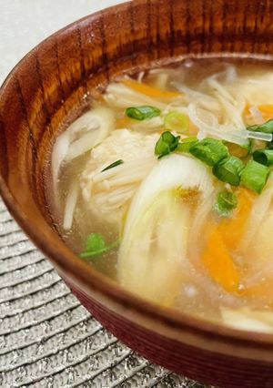 春雨と根菜入り鶏つくねのスープ-レシピのメイン写真