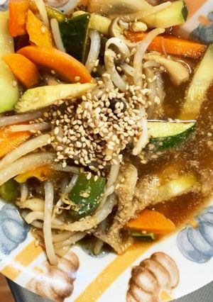 レンジもやしズッキーニ生姜中華風野菜炒め-レシピのメイン写真