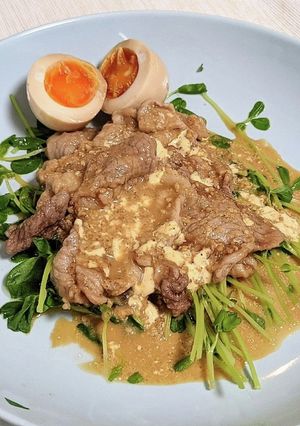 豚こまと豆苗のレンジ蒸し-レシピのメイン写真
