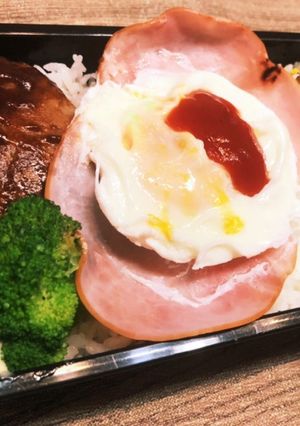 目玉焼きハンバーグ弁当　1007-レシピのメイン写真