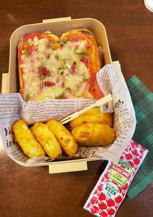 ピザトーストとハッシュポテト弁当-レシピのメイン写真