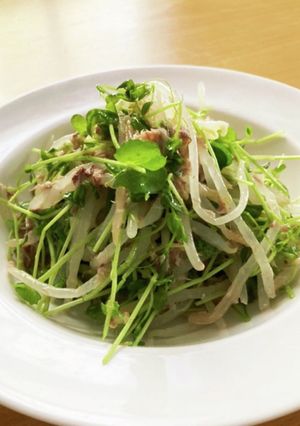 2回目収穫の豆苗とサバ缶のサラダ♪-レシピのメイン写真