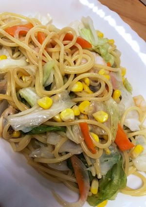 プチっと鍋で簡単塩焼きそば風パスタ-レシピのメイン写真